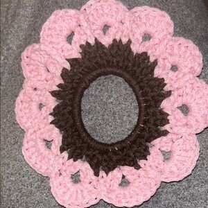 Elegant Pink and Brown Crochet Hair scrunchie
